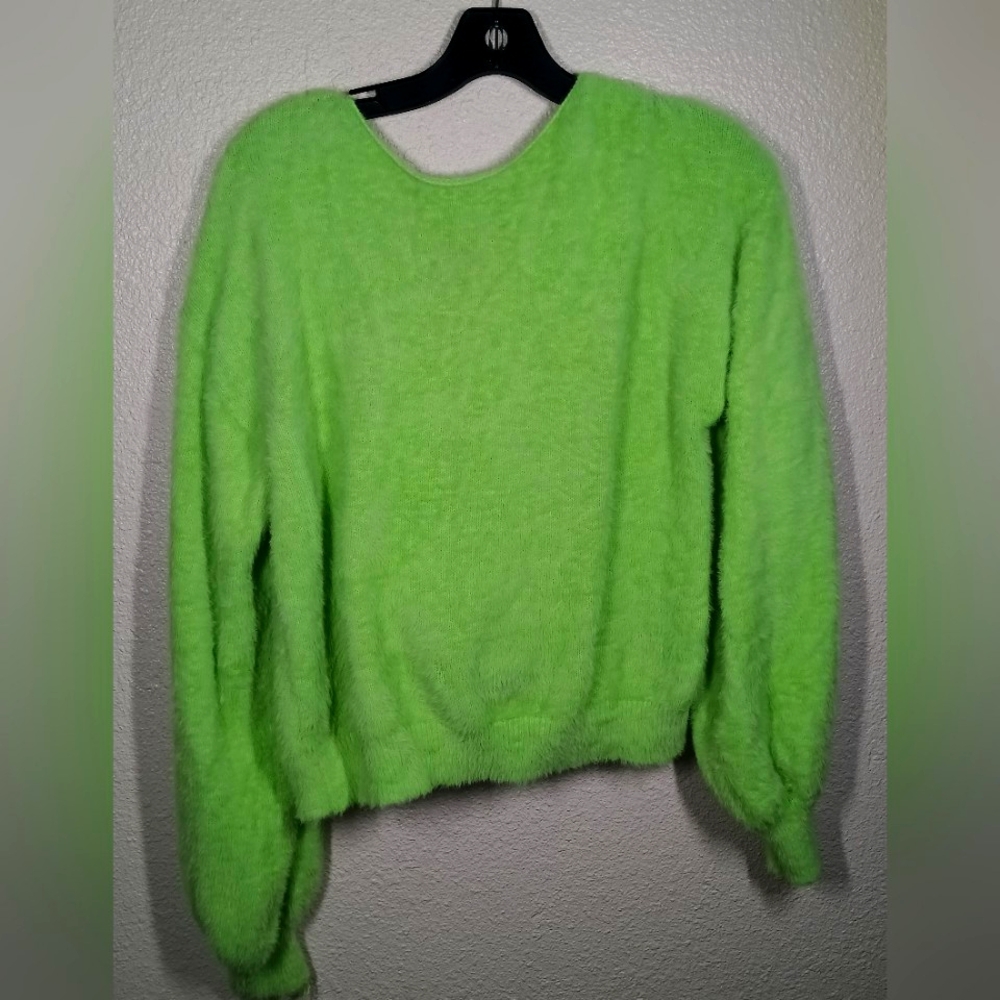 Neon Green knot back sweater Large
